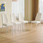Chaises de salle à manger en cuir blanc avec pieds en métal – Lot de 4