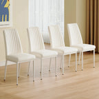 Chaises de salle à manger en cuir blanc avec pieds en métal – Lot de 4