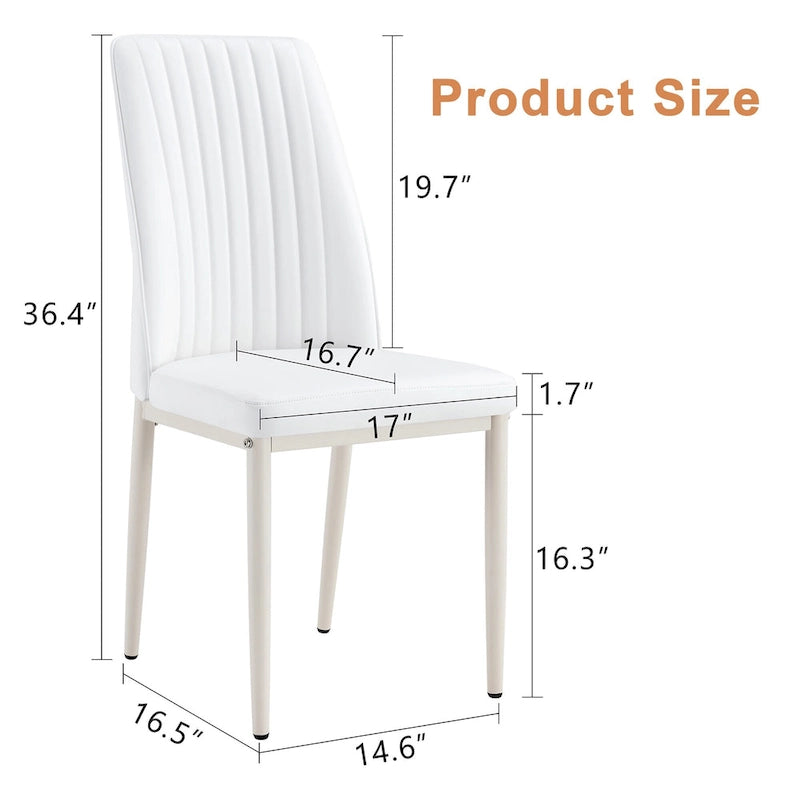 Chaises de salle à manger en cuir blanc avec pieds en métal – Lot de 4