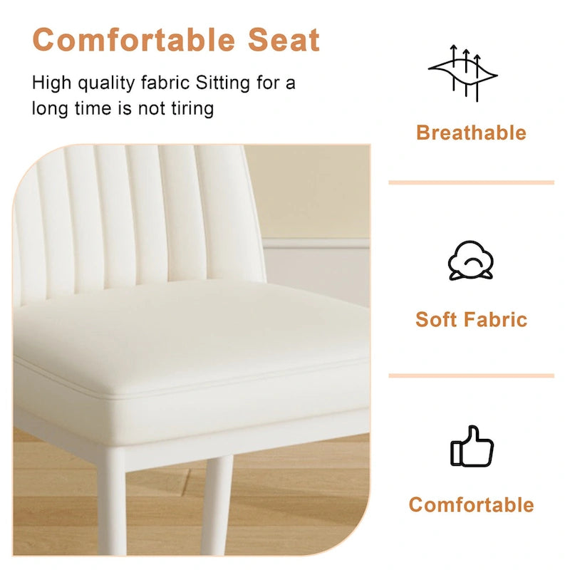 Chaises de salle à manger en cuir blanc avec pieds en métal – Lot de 4