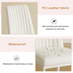 Chaises de salle à manger en cuir blanc avec pieds en métal – Lot de 4