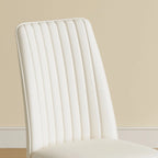 Chaises de salle à manger en cuir blanc avec pieds en métal – Lot de 4