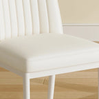Chaises de salle à manger en cuir blanc avec pieds en métal – Lot de 4
