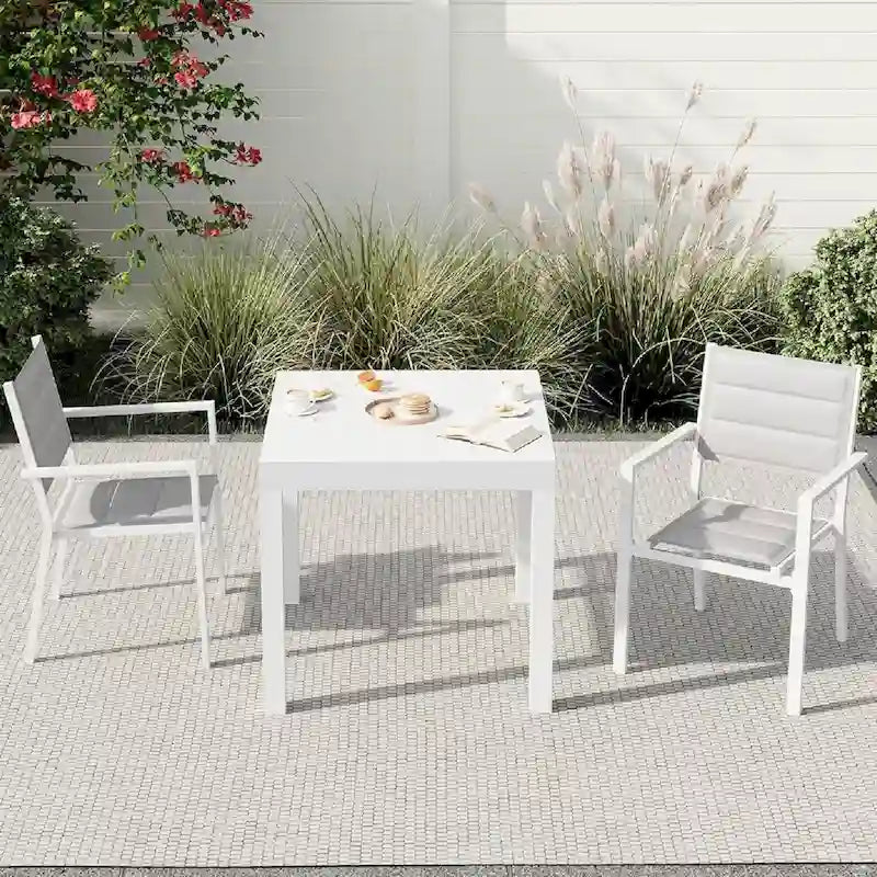 Table à manger d'extérieur extensible en aluminium gris – 4 à 6 places