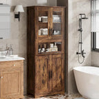 Meuble de rangement de salle de bain à porte simple ou double marron / blanc / gris