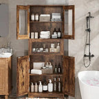 Meuble de rangement de salle de bain à porte simple ou double marron / blanc / gris