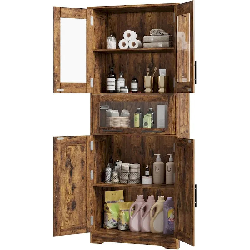 Meuble de rangement de salle de bain à porte simple ou double marron / blanc / gris