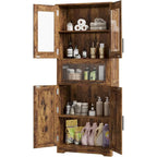Meuble de rangement de salle de bain à porte simple ou double marron / blanc / gris