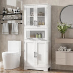 Meuble de rangement de salle de bain à porte simple ou double marron / blanc / gris