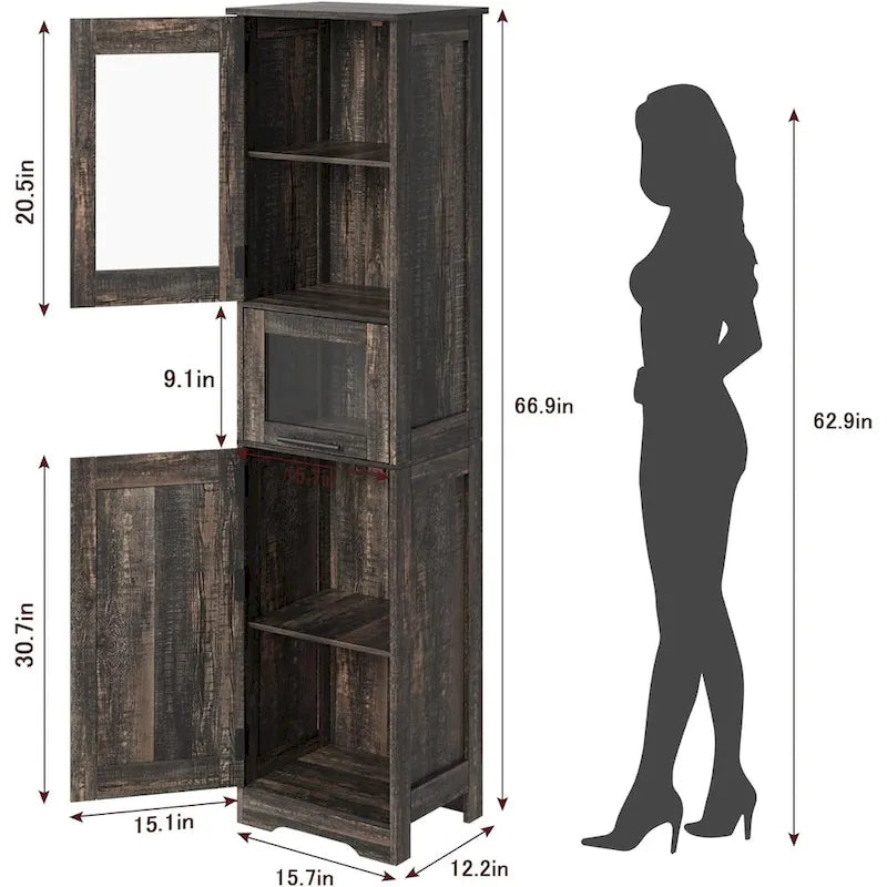 Meuble de rangement de salle de bain à porte simple ou double marron / blanc / gris