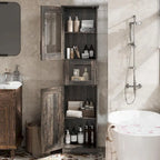 Meuble de rangement de salle de bain à porte simple ou double marron / blanc / gris