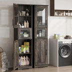 Meuble de rangement de salle de bain à porte simple ou double marron / blanc / gris