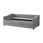 Gris clair / Gris foncé / Beige Lit de jour matelassé avec rangement, deux places et double, 1 personne