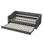 Gris clair / Gris foncé / Beige Lit de jour matelassé avec rangement, deux places et double, 1 personne
