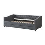 Gris clair / Gris foncé / Beige Lit de jour matelassé avec rangement, deux places et double, 1 personne