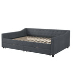 Gris clair / Gris foncé / Beige Lit de jour matelassé avec rangement, deux places et double, 1 personne