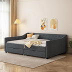 Gris clair / Gris foncé / Beige Lit de jour matelassé avec rangement, deux places et double, 1 personne