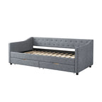 Gris clair / Gris foncé / Beige Lit de jour matelassé avec rangement, deux places et double, 1 personne