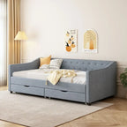 Gris clair / Gris foncé / Beige Lit de jour matelassé avec rangement, deux places et double, 1 personne