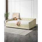 Gris clair / Gris foncé / Beige Lit de jour matelassé avec rangement, deux places et double, 1 personne