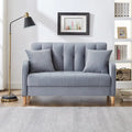 Causeuse capitonnée en velours bleu clair / gris / orange / beige — 2 places