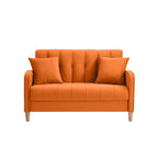 Causeuse capitonnée en velours bleu clair / gris / orange / beige — 2 places