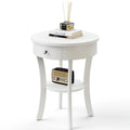 Table d'appoint ronde à 2 niveaux avec tiroir, blanche/noire — 1 personne
