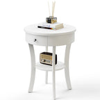 Table d'appoint ronde à 2 niveaux avec tiroir, blanche/noire — 1 personne