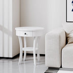 Table d'appoint ronde à 2 niveaux avec tiroir, blanche/noire — 1 personne