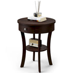 Table d'appoint ronde à 2 niveaux avec tiroir, blanche/noire — 1 personne