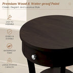 Table d'appoint ronde à 2 niveaux avec tiroir, blanche/noire — 1 personne
