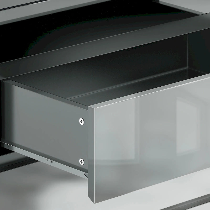 Commode grise à 8 tiroirs avec lumière LED RGB, pour 1 à 2 personnes