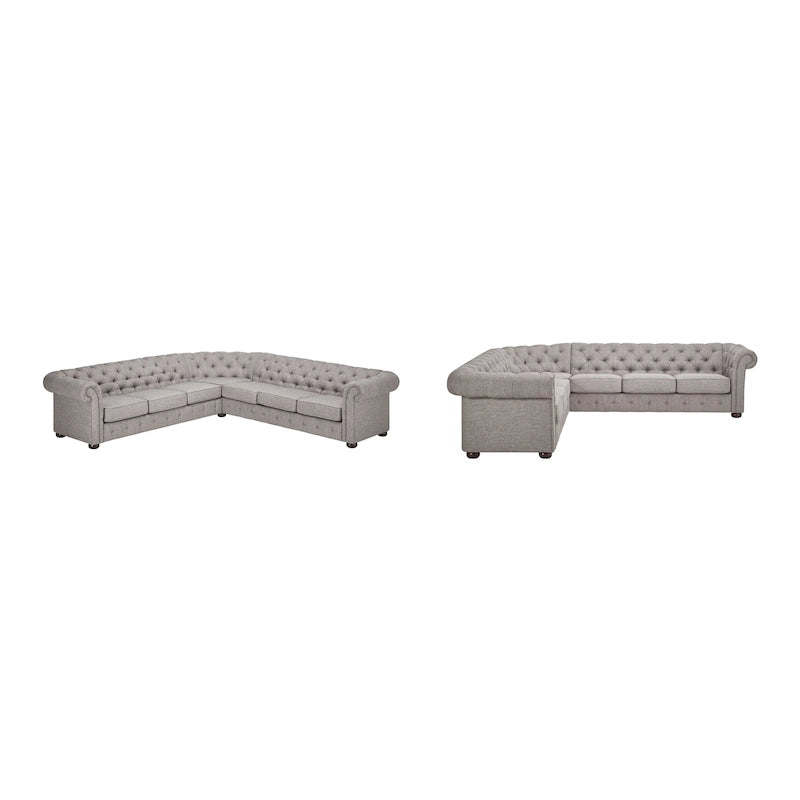 Canapé d'angle 7 places en velours multicolore, lin et cuir reconstitué