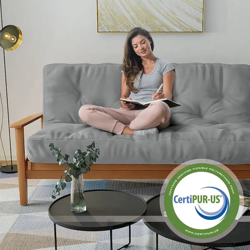 Matelas futon double en mousse à mémoire de forme au gel — Marine / Bordeaux / Vert Forêt / Aqua / Gris / Beige / Noir / Bleu, Pliable, 1 personne