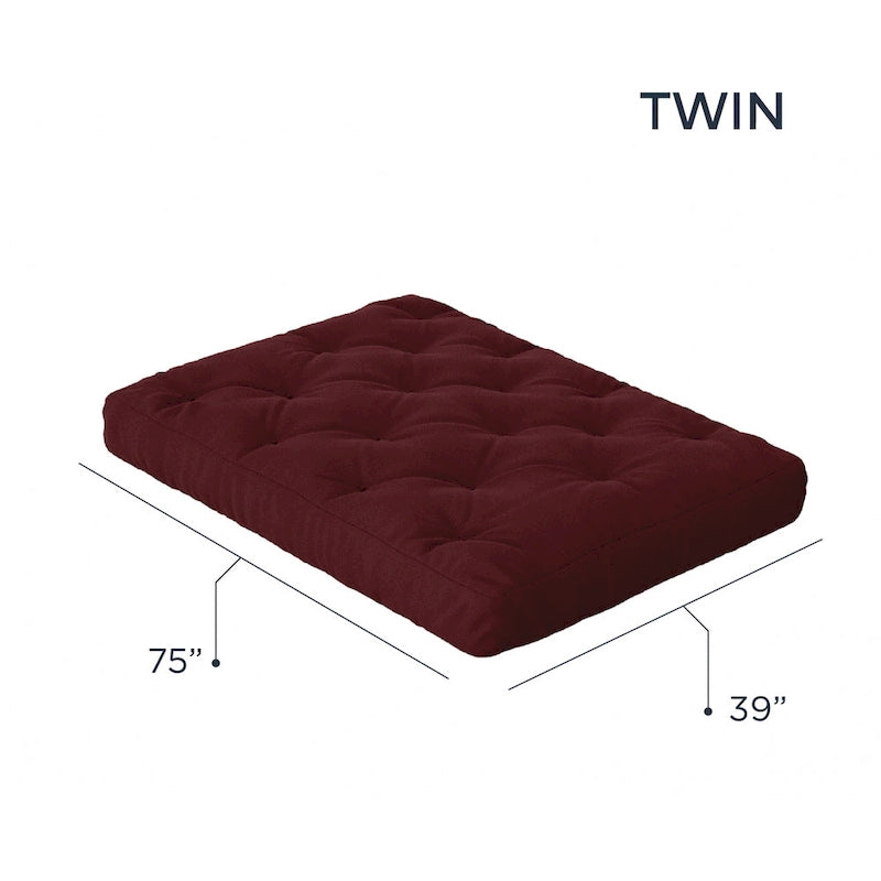 Matelas futon double en mousse à mémoire de forme au gel — Marine / Bordeaux / Vert Forêt / Aqua / Gris / Beige / Noir / Bleu, Pliable, 1 personne
