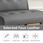 Fauteuil d'appoint sans accoudoirs avec ottoman en similicuir marron/gris/noir de style Mid-Century – 1 place