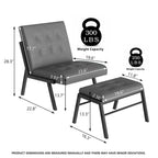 Fauteuil d'appoint sans accoudoirs avec ottoman en similicuir marron/gris/noir de style Mid-Century – 1 place