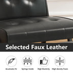 Fauteuil d'appoint sans accoudoirs avec ottoman en similicuir marron/gris/noir de style Mid-Century – 1 place