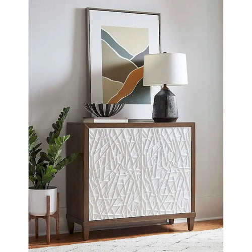 Modern Wood 40 Console with with doors, TV Stand, Accent Cabinet, Entryway Console, Fully Assembled, Brown