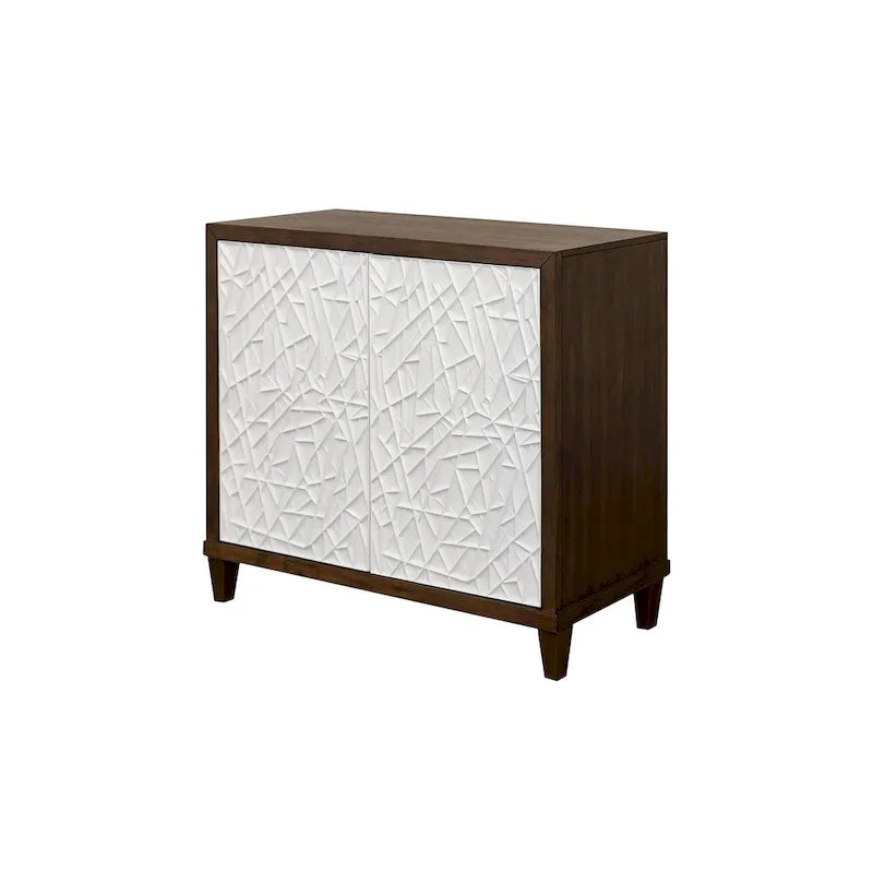 Meuble console en bois brun et blanc – Portes à motif de ficelle, assemblage par 1 personne, 3 tailles