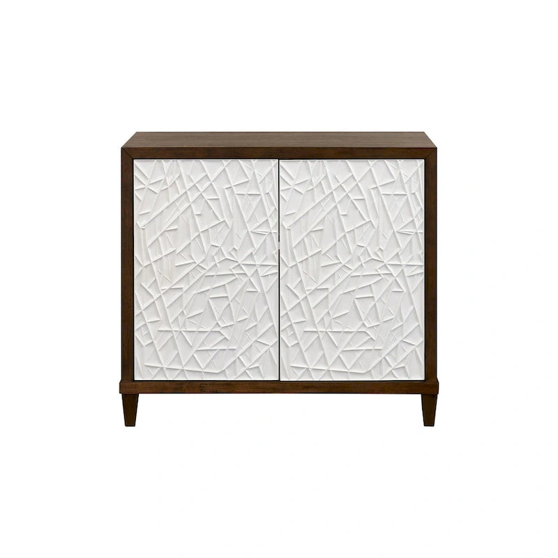Meuble console en bois brun et blanc – Portes à motif de ficelle, assemblage par 1 personne, 3 tailles