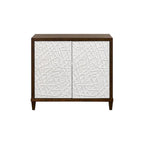 Meuble console en bois brun et blanc – Portes à motif de ficelle, assemblage par 1 personne, 3 tailles