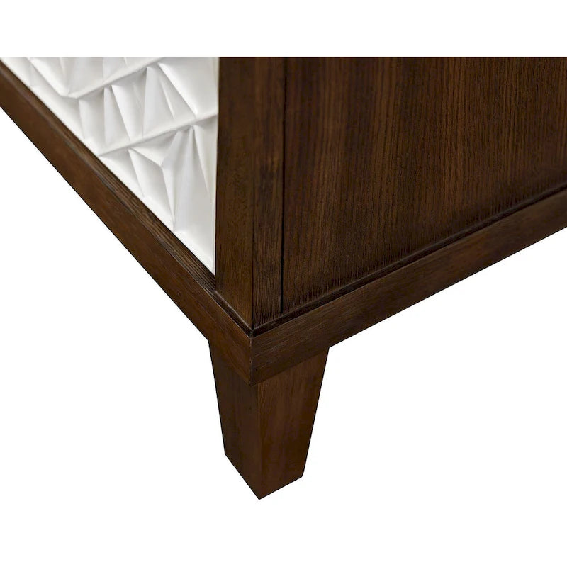 Meuble console en bois brun et blanc – Portes à motif de ficelle, assemblage par 1 personne, 3 tailles