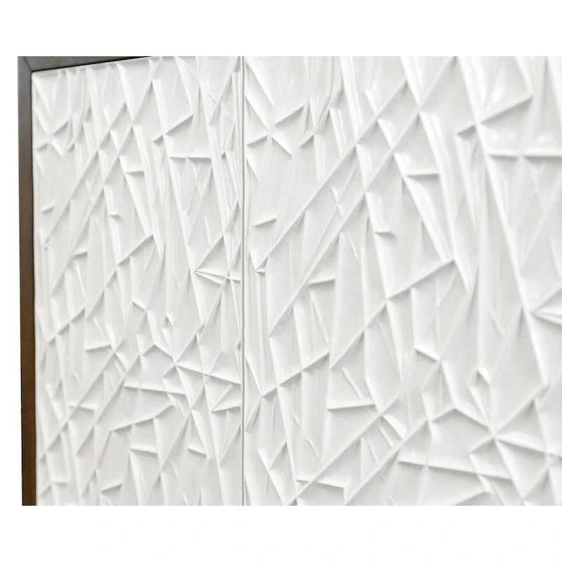 Meuble console en bois brun et blanc – Portes à motif de ficelle, assemblage par 1 personne, 3 tailles