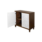 Meuble console en bois brun et blanc – Portes à motif de ficelle, assemblage par 1 personne, 3 tailles