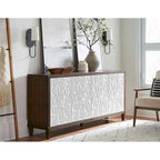 Meuble console en bois brun et blanc – Portes à motif de ficelle, assemblage par 1 personne, 3 tailles