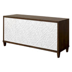 Meuble console en bois brun et blanc – Portes à motif de ficelle, assemblage par 1 personne, 3 tailles