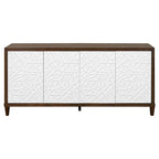 Meuble console en bois brun et blanc – Portes à motif de ficelle, assemblage par 1 personne, 3 tailles