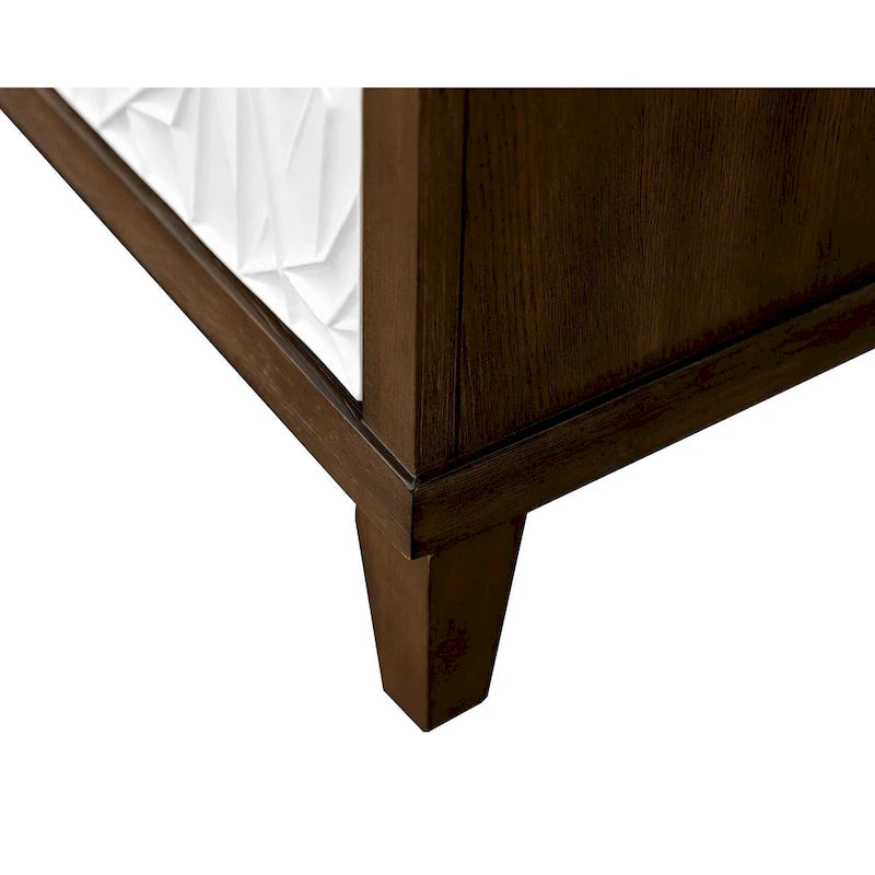 Meuble console en bois brun et blanc – Portes à motif de ficelle, assemblage par 1 personne, 3 tailles