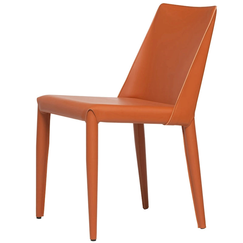 Chaise de salle à manger moderne végétalienne mi-siècle marron, simple